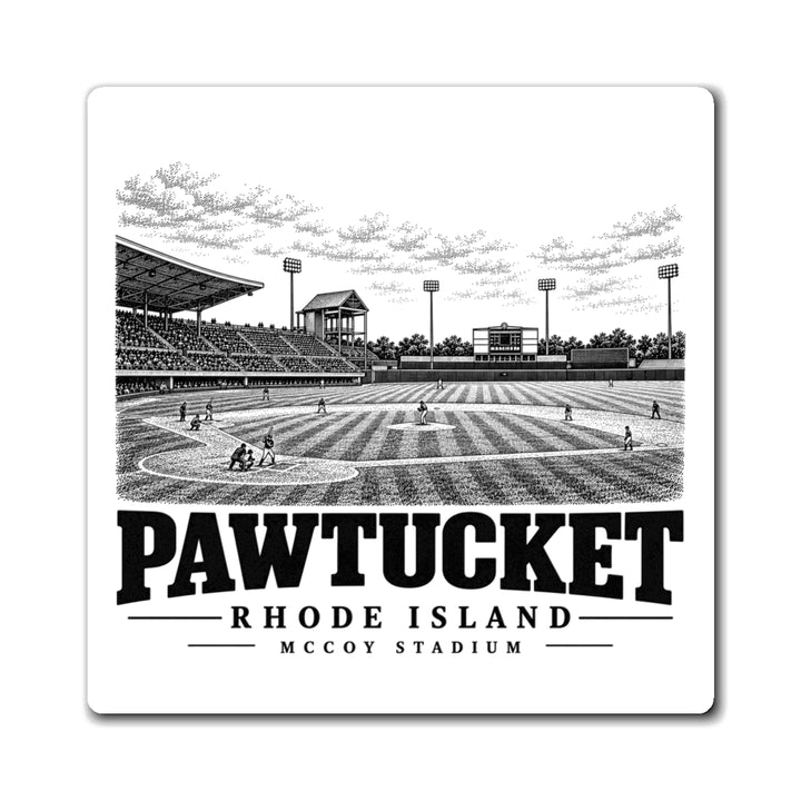 Pawtucket McCoy Stadium — 4-inch square magnet, front on white background.