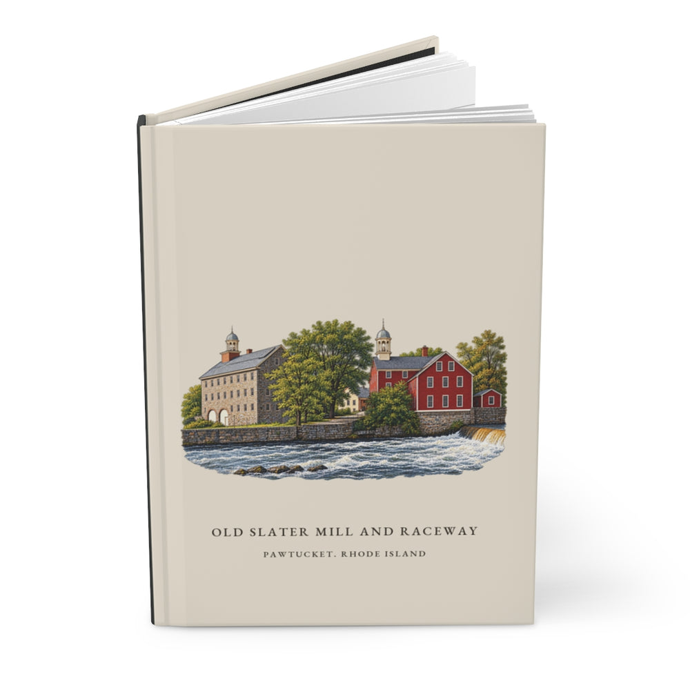 Pawtucket Old Slater Mill and Raceway journal mockup showing the illustrated cover