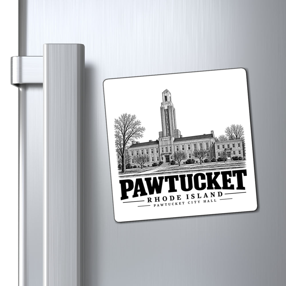 Pawtucket City Hall — 4-inch square magnet, on refrigerator.