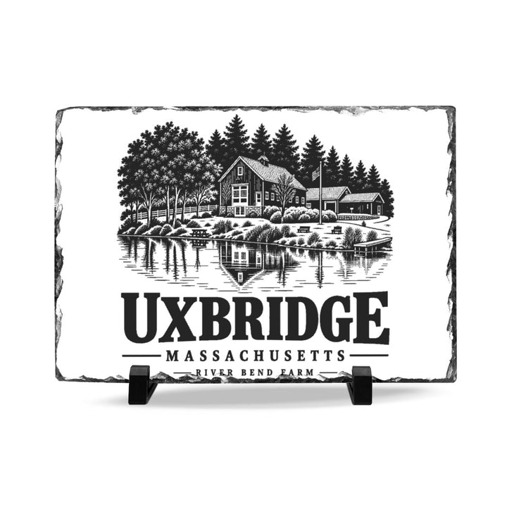 River Bend Farm Slate Desk Plaque | Uxbridge, MA — front view 1