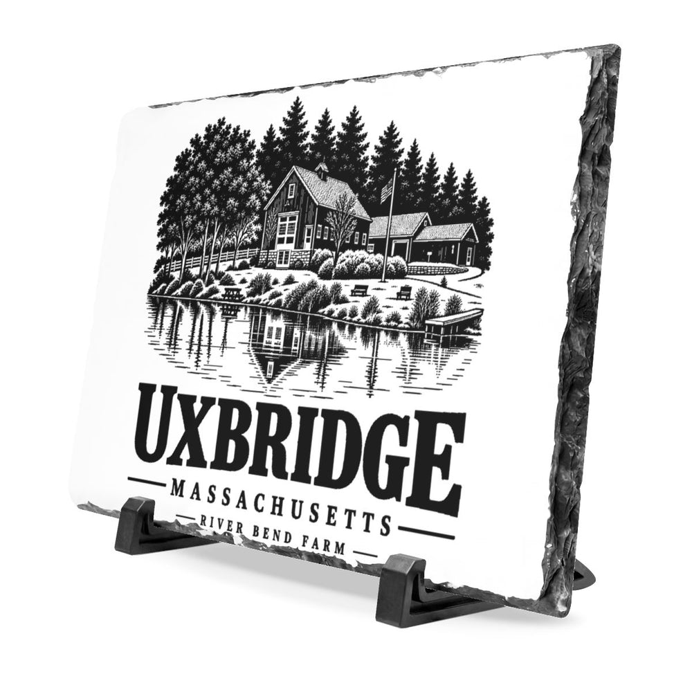 River Bend Farm Slate Desk Plaque | Uxbridge, MA — front view 2