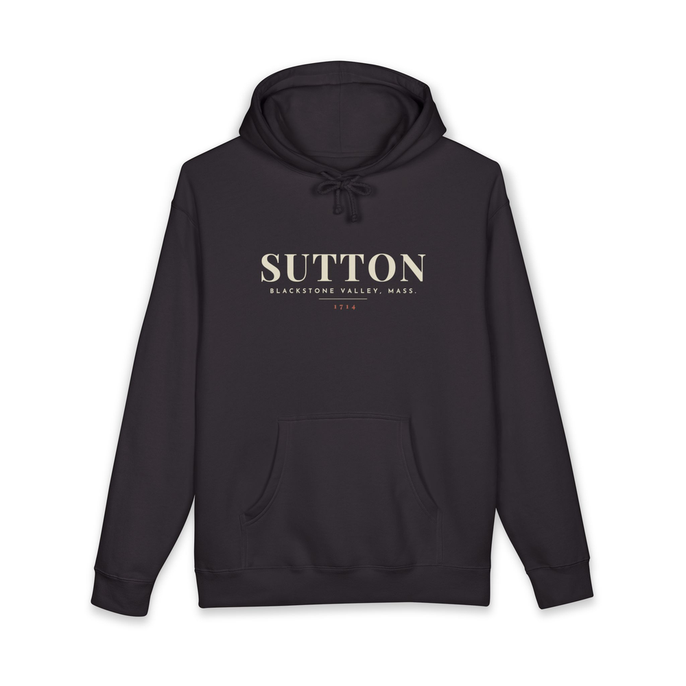 Sutton River Map Hoodie in Black, front