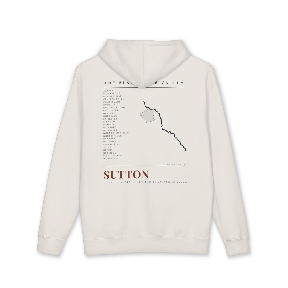 Sutton River Map Hoodie in Bone, back