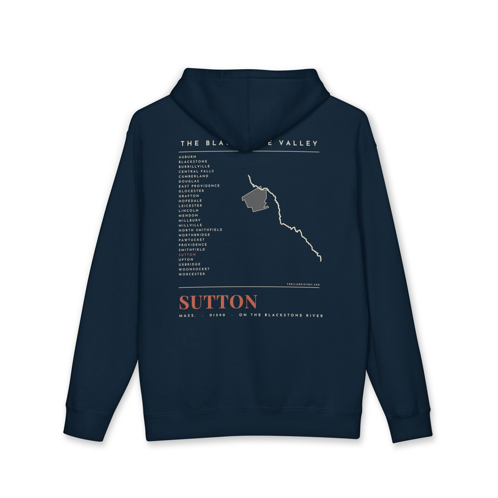 Sutton River Map Hoodie in Navy, back