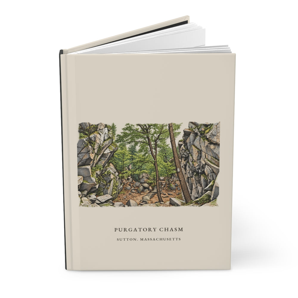 Sutton Purgatory Chasm journal mockup showing the illustrated cover