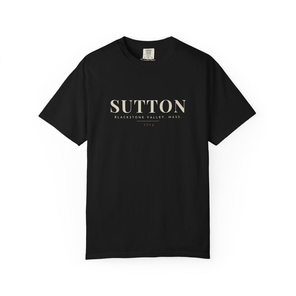 Sutton River Map Tee in Black, front