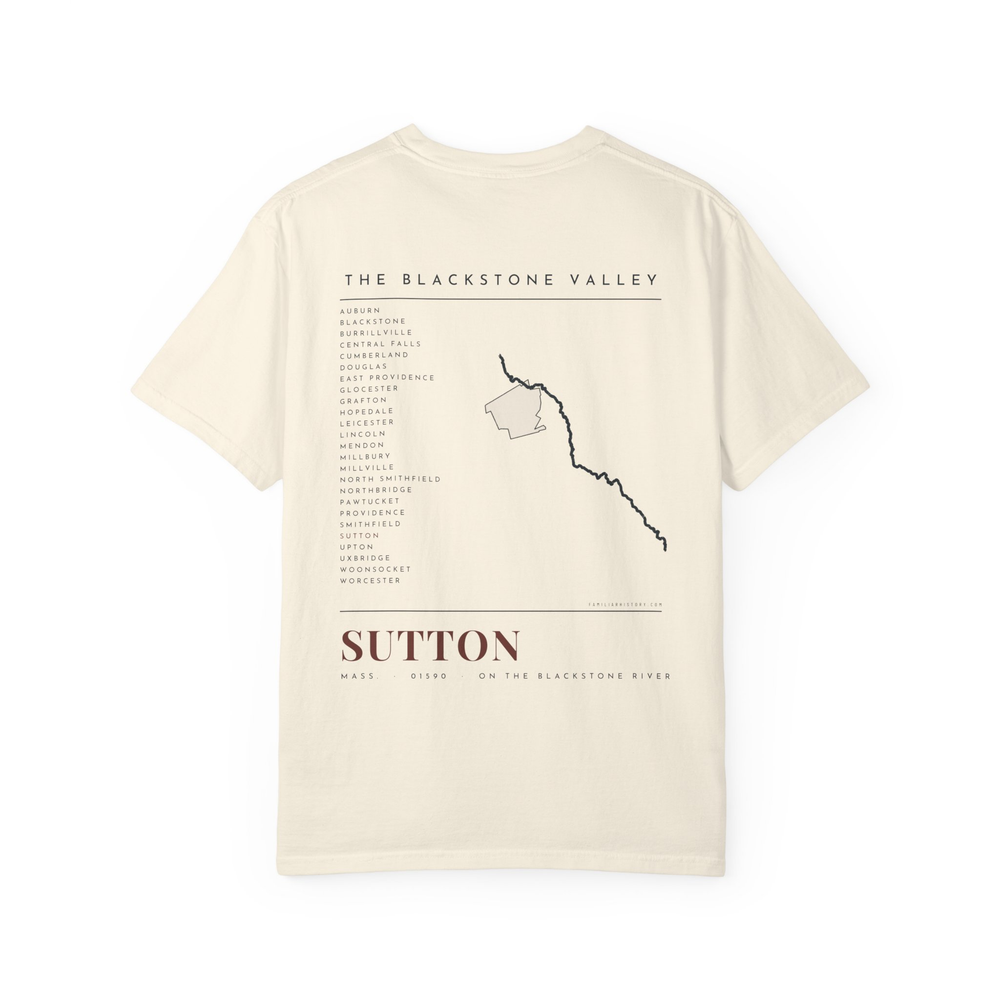 Sutton River Map Tee in Ivory, back