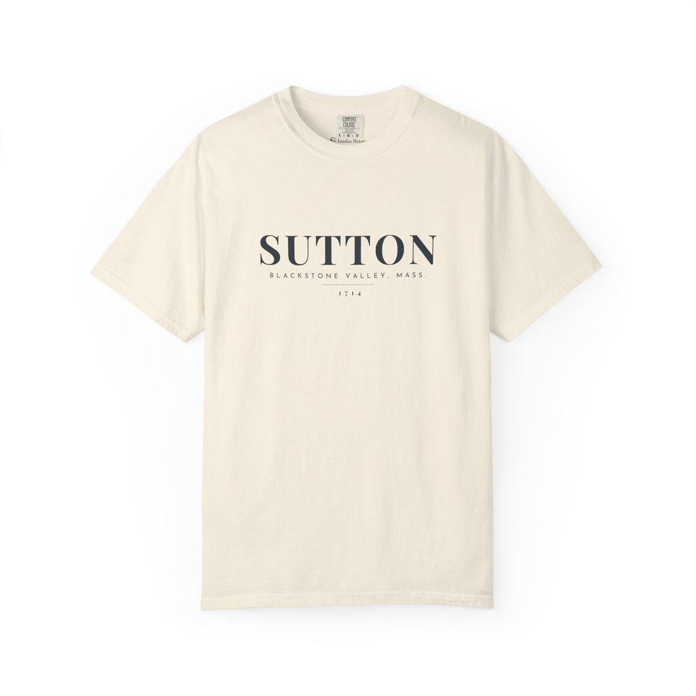 Sutton River Map Tee in Ivory, front