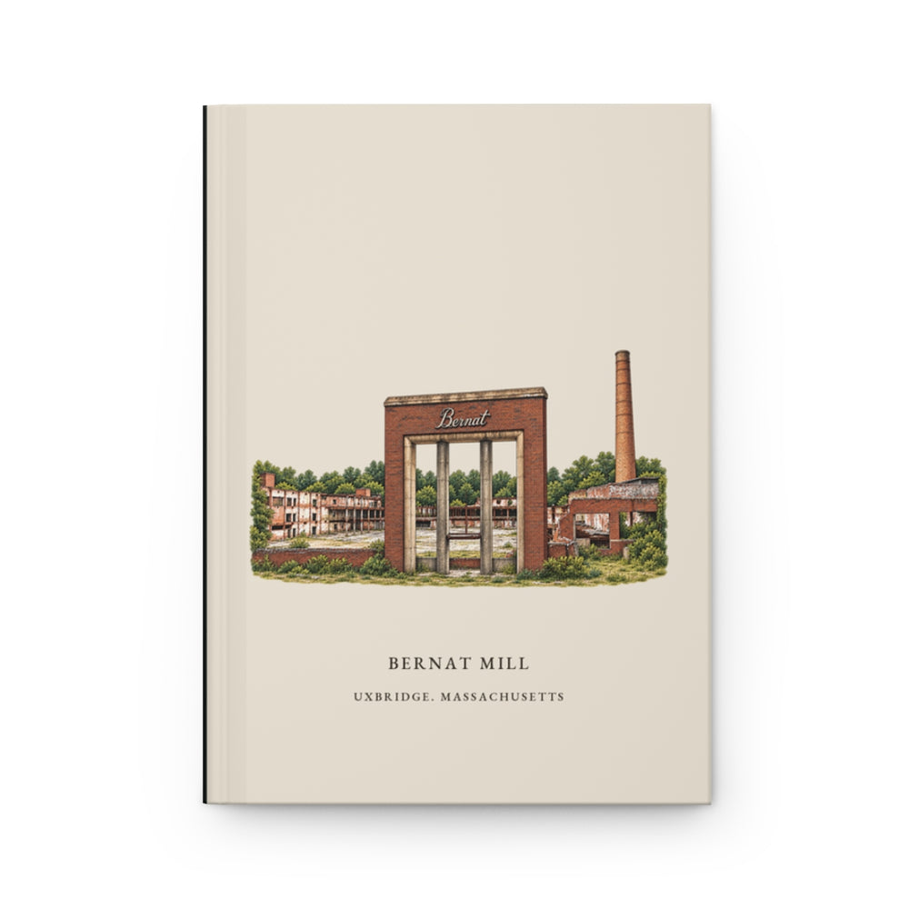 Uxbridge Bernat Mill journal mockup showing the illustrated cover