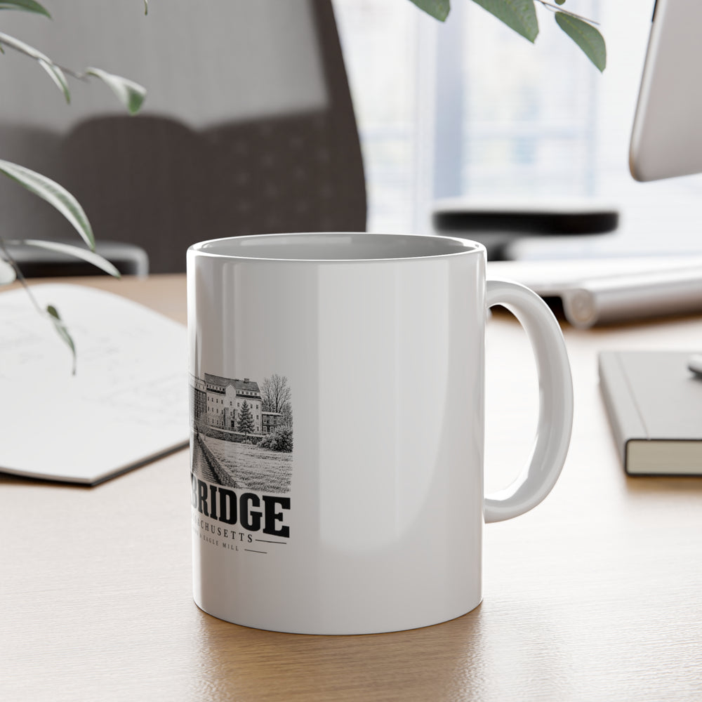 Uxbridge Crown & Eagle Mill 11 oz Ceramic Mug shown in a lifestyle setting