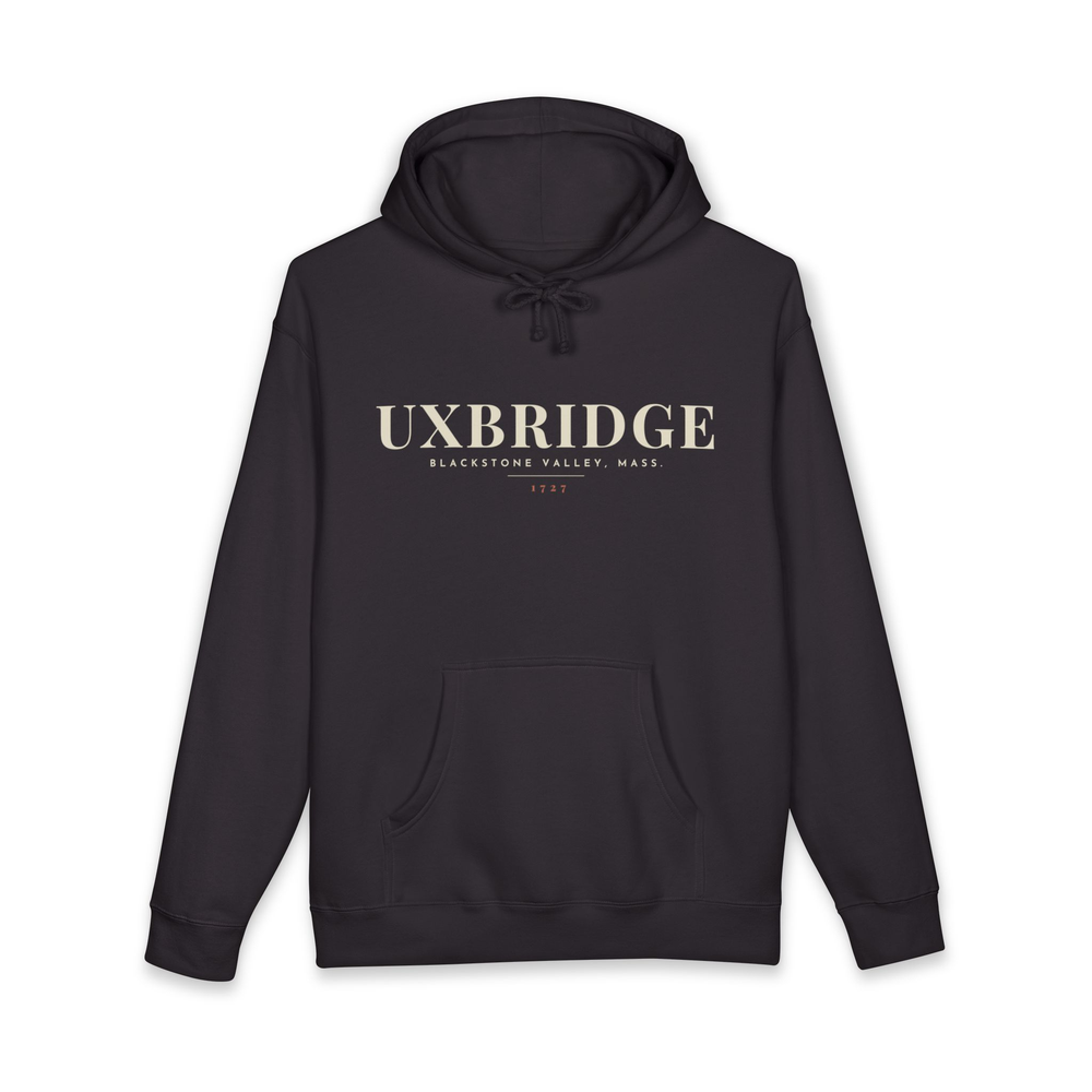 Uxbridge River Map Hoodie in Black, front