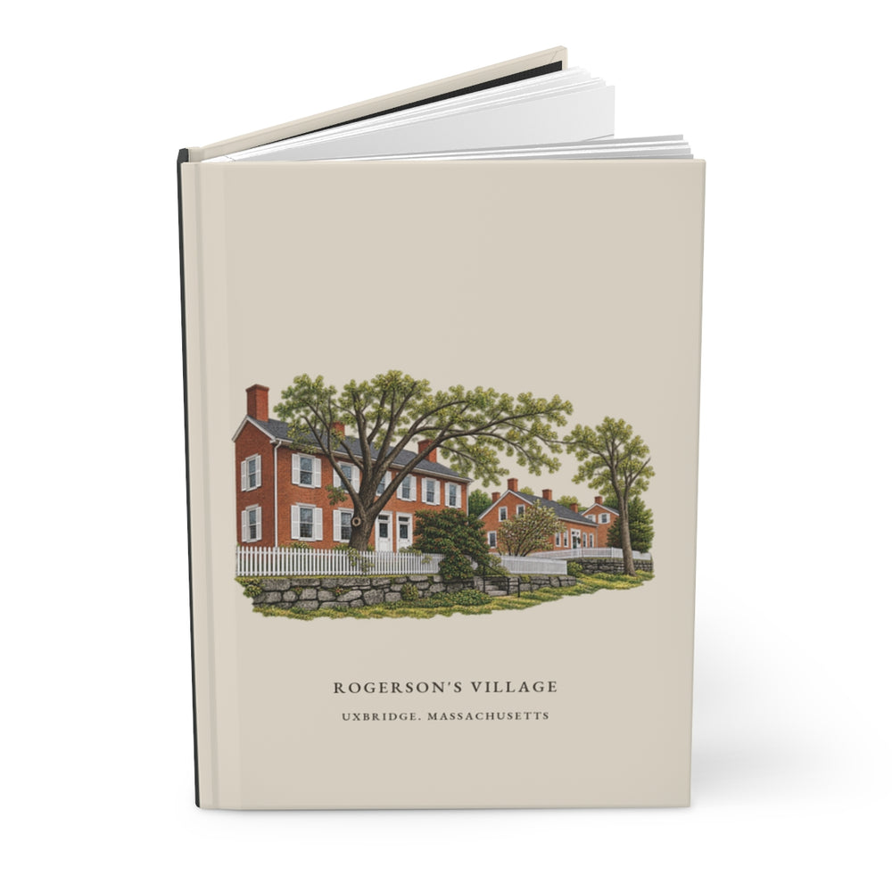 Uxbridge Rogerson's Village journal mockup showing the illustrated cover
