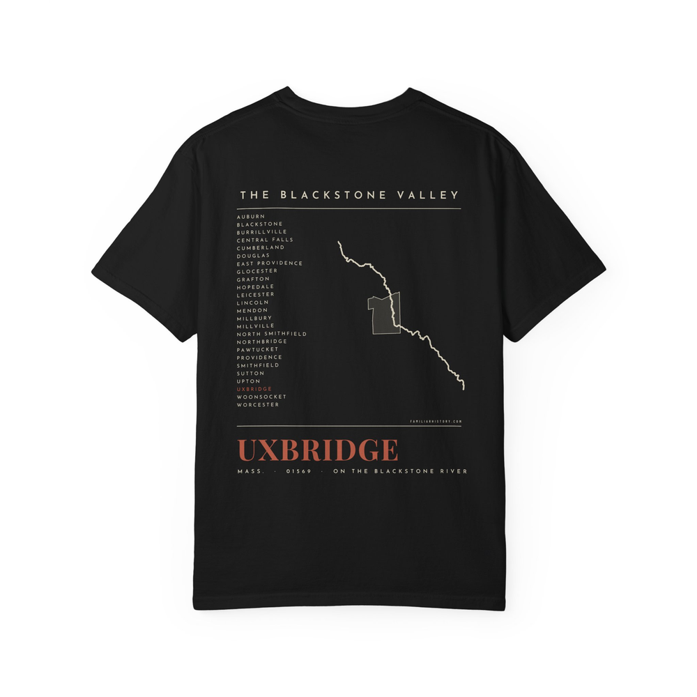Uxbridge River Map Tee in Black, back