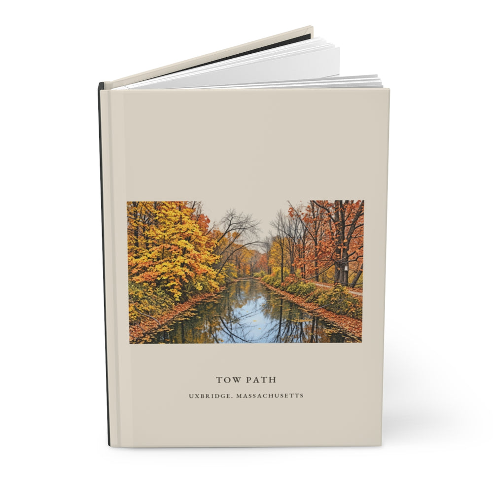Uxbridge Tow Path journal mockup showing the illustrated cover