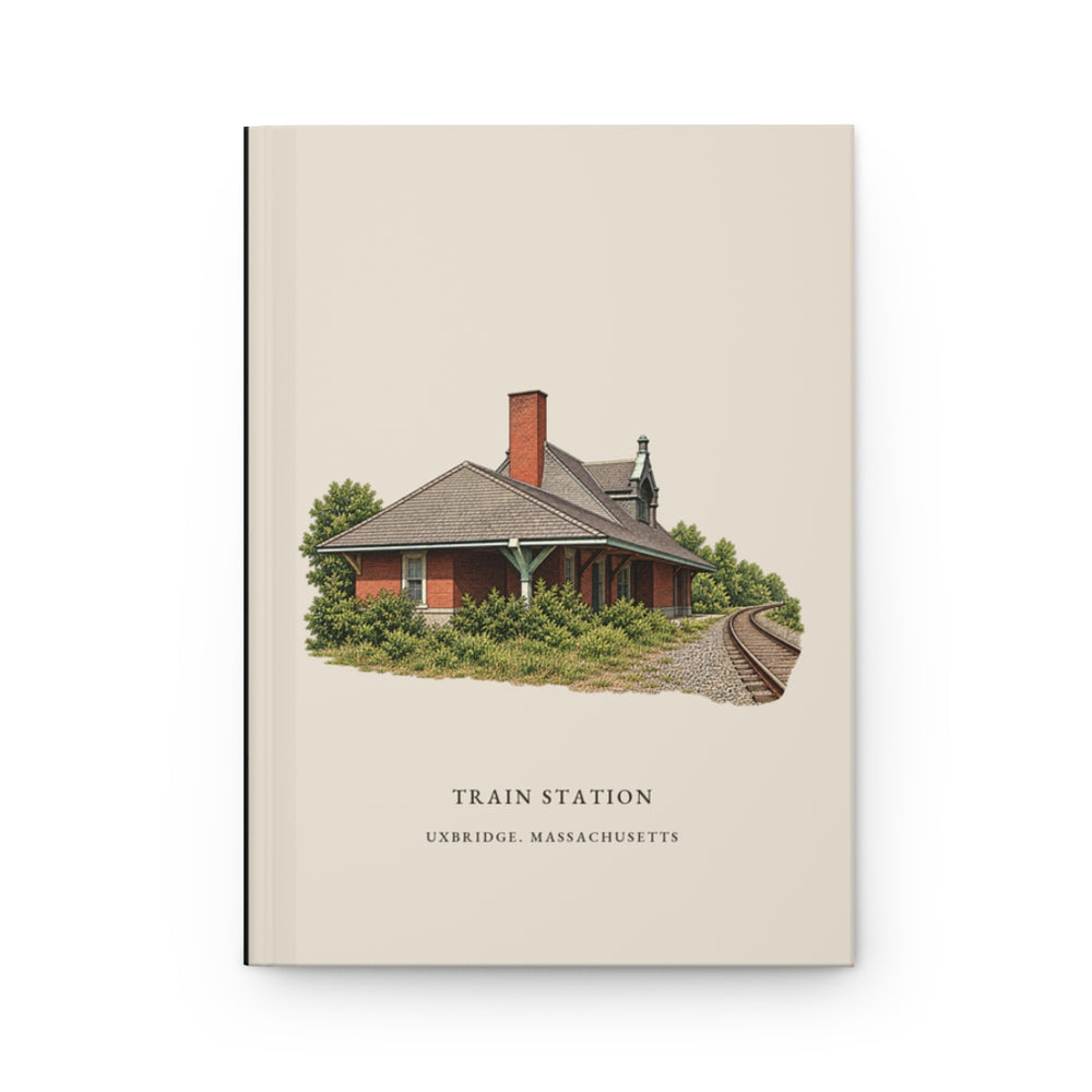 Uxbridge Train Station journal mockup showing the illustrated cover