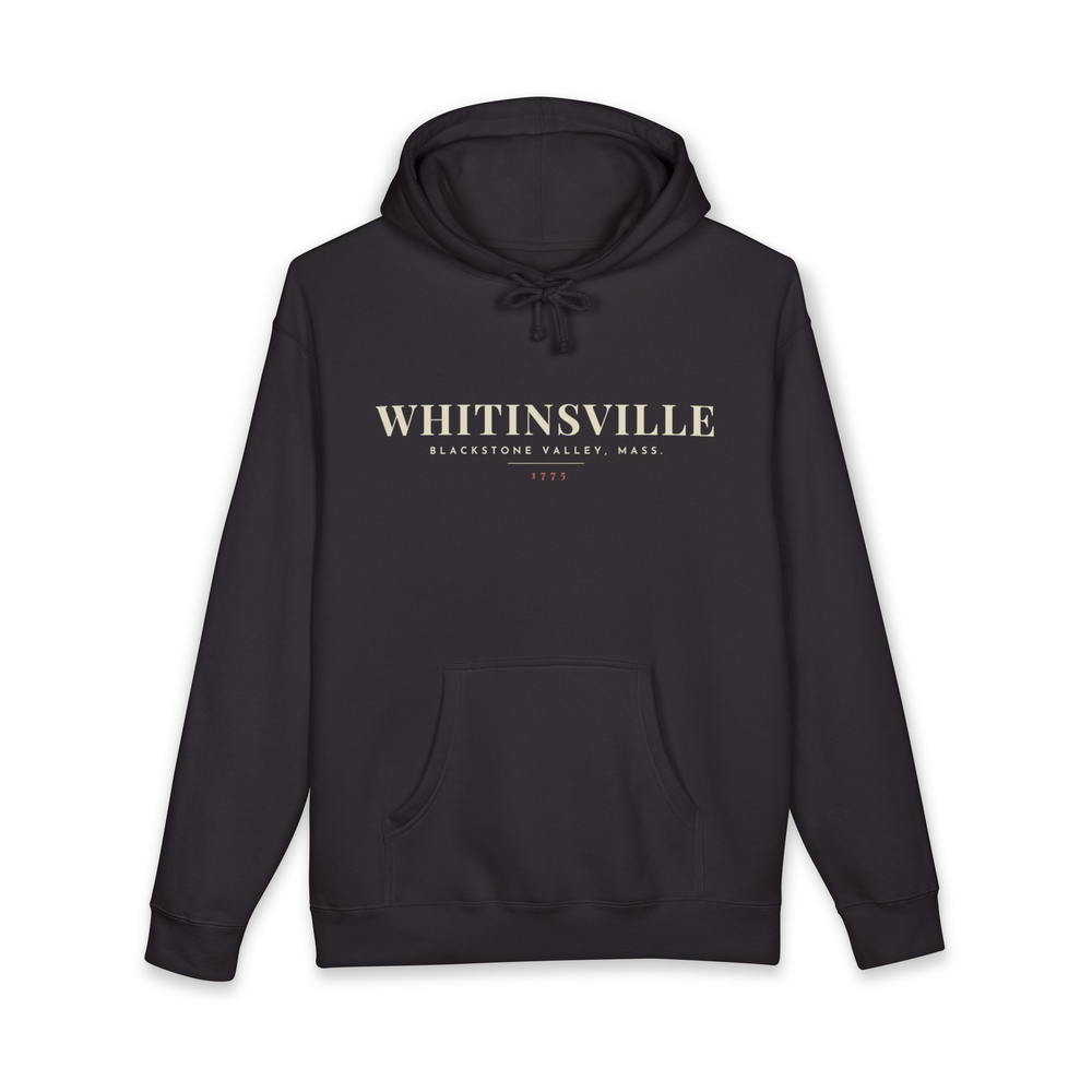Whitinsville River Map Hoodie in Black, front