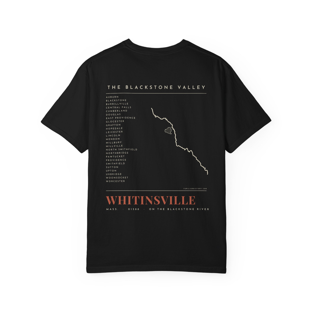 Whitinsville River Map Tee in Black, back