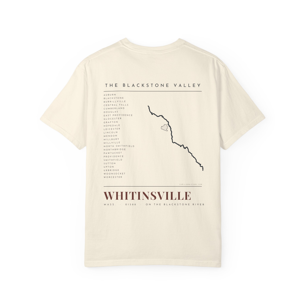 Whitinsville River Map Tee in Ivory, back