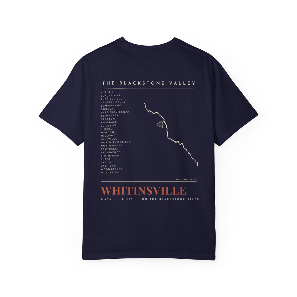 Whitinsville River Map Tee in True Navy, back